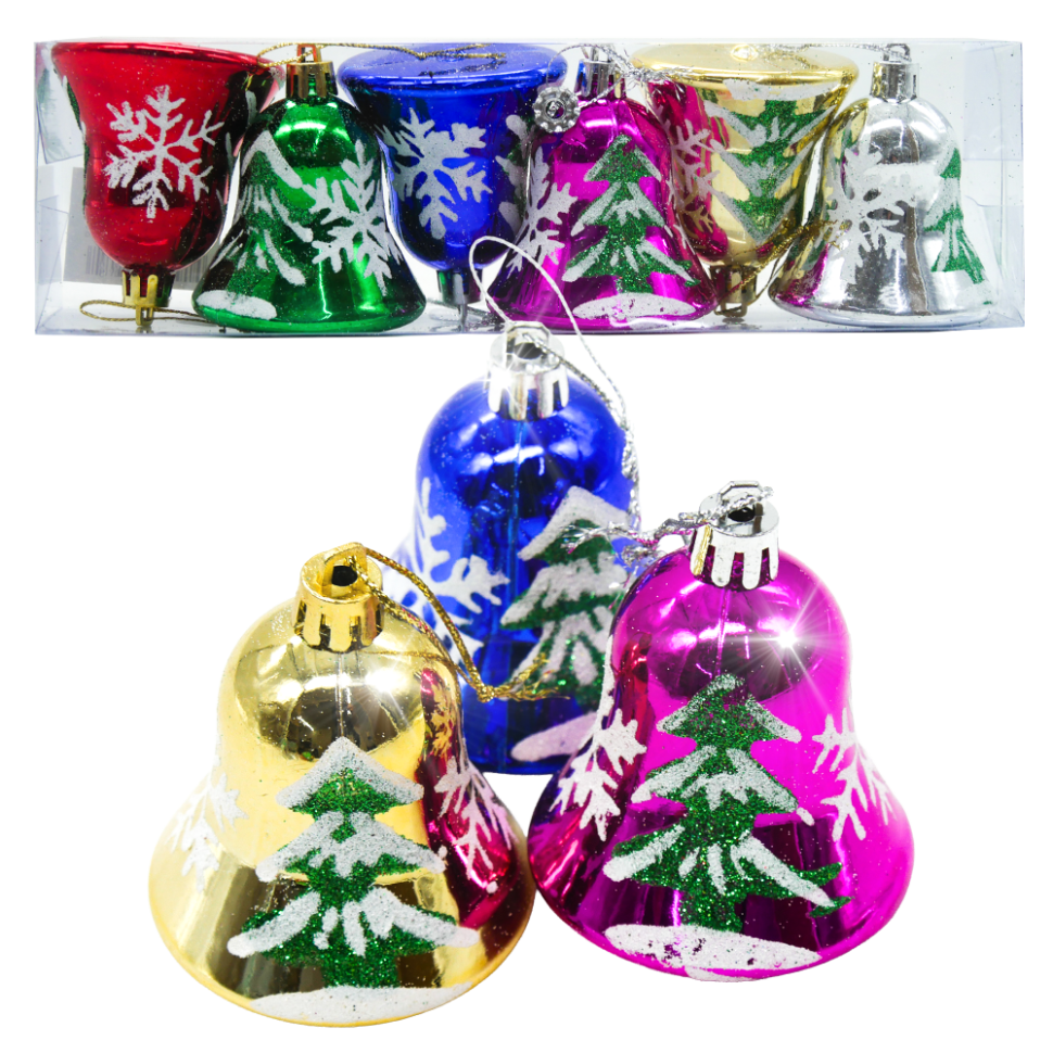 Набор ёлочных игрушек Колокольчики 6 шт, разные цвета, 7 cм фото 1 — Интернет каталог PriceOK