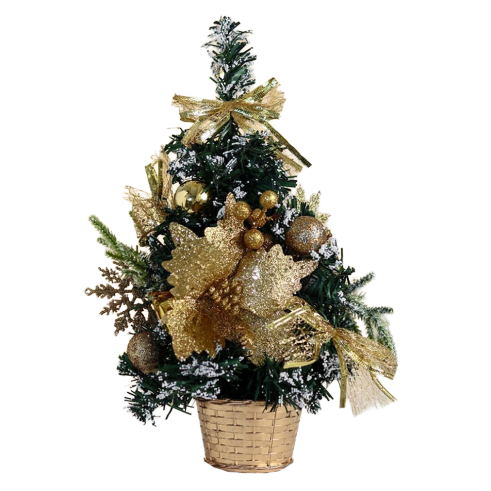 Искусственная ёлка настольная Зимнее волшебство. Праздничная, 15x29 см, ветки отгибаются, золотой фото 1 — Интернет каталог PriceOK