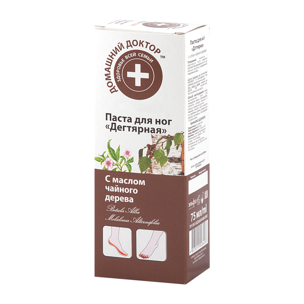 Паста для ног Дегтярная "Домашний доктор" с маслом чайного дерева, 75 мл фото 1 — Интернет каталог PriceOK
