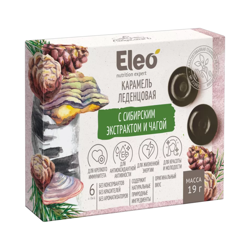 Карамель леденцовая с сибирским экстрактом и чагой Eleo 19 г фото 1 — Интернет каталог PriceOK