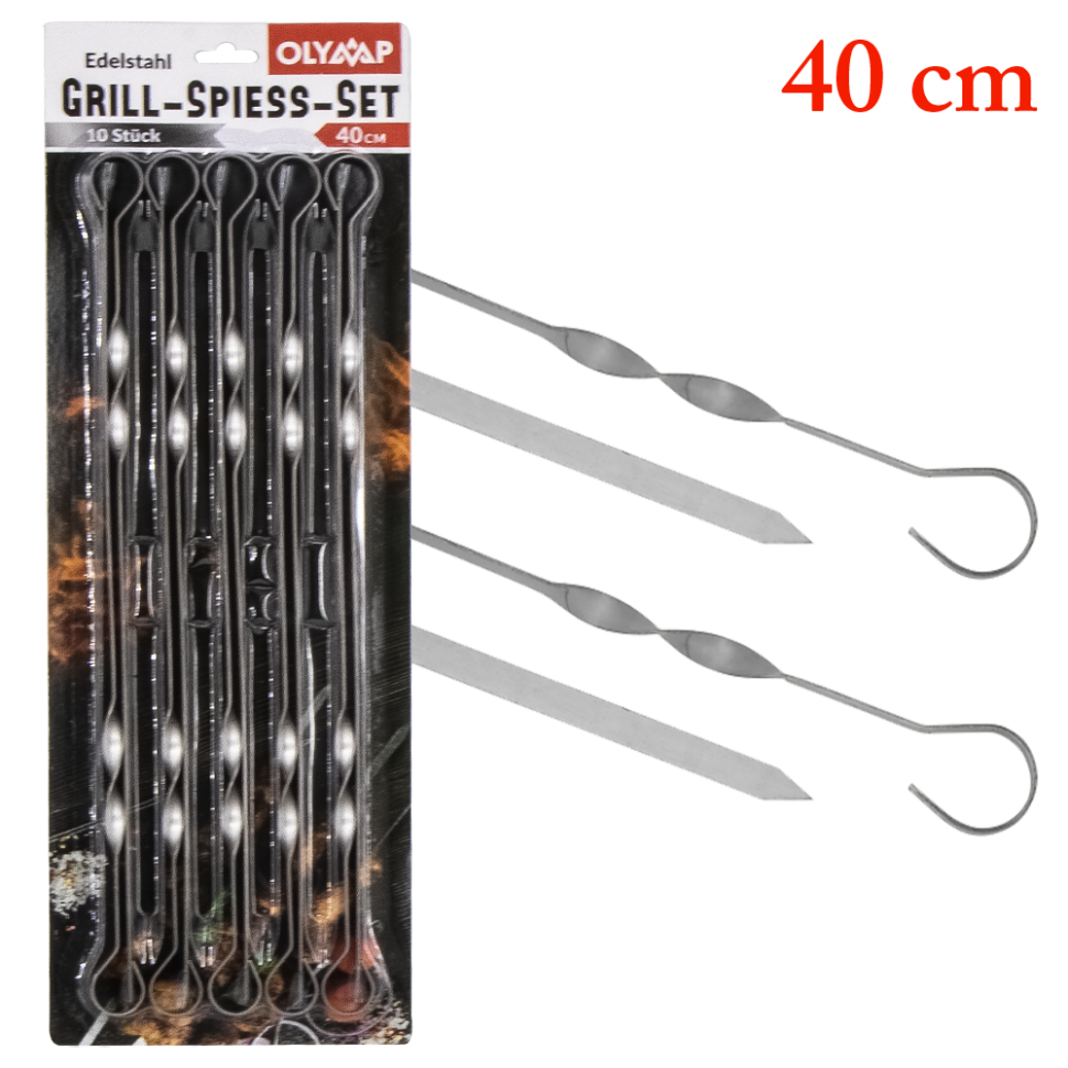 Шампуры, 10 шт. 40 см, 10 мм ширина, нержавеющая сталь 1,5 мм фото 1 — Интернет каталог PriceOK