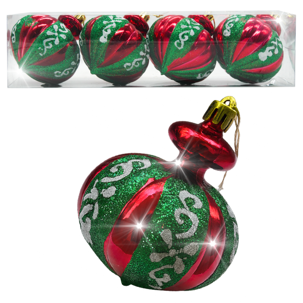 Набор ёлочных игрушек Юла (4 шт.), красные, 9 см фото 1 — Интернет каталог PriceOK