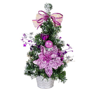 Искусственная ёлка настольная Зимнее волшебство. Зимний лес, 27 см, ветки ПВХ отгибаются, сиреневая — Интернет каталог PriceOK