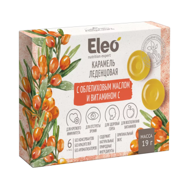 Карамель леденцовая с облепиховым маслом и витамином С Eleo 19 г — Интернет каталог PriceOK