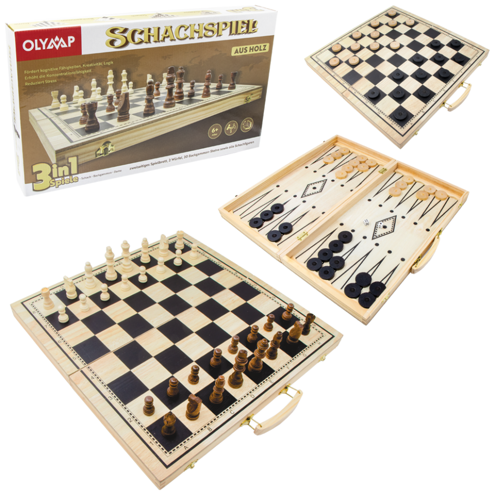 Набор 3 в 1 шахматы, шашки, нарды, дерево, доска 40 х 40 см фото 1 — Интернет каталог PriceOK