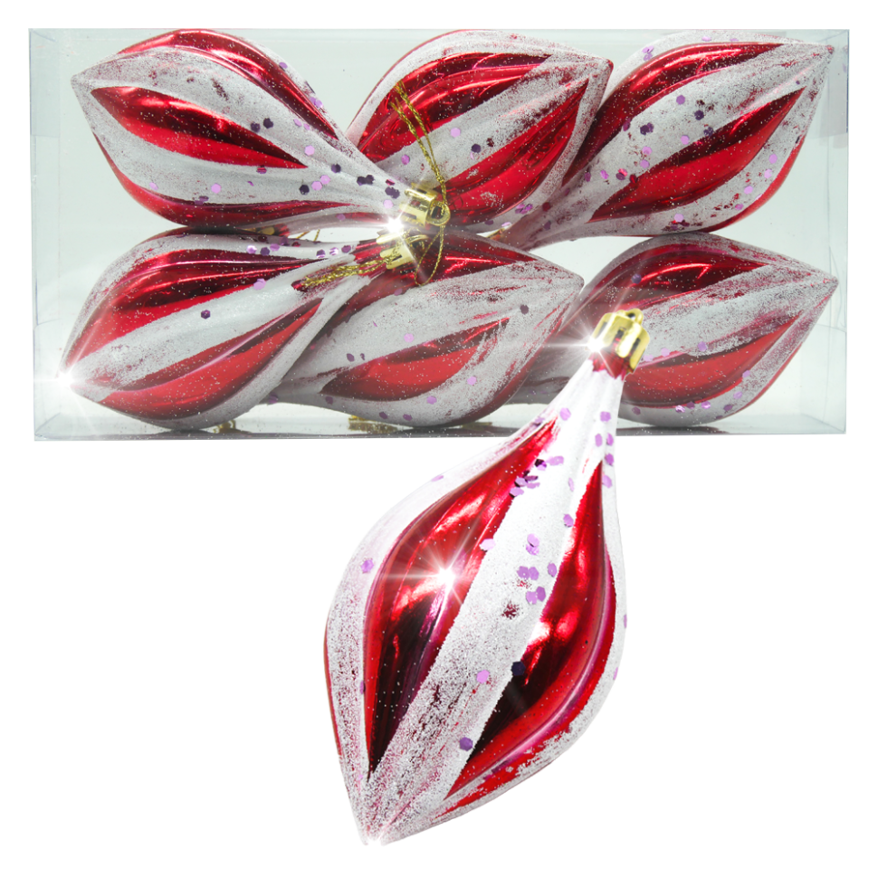 Набор ёлочных игрушек Капля (6 шт.), красные, 12 см фото 1 — Интернет каталог PriceOK