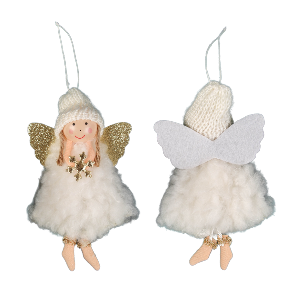 Подвеска мягкая на ёлку Алиса, пушок, 16 x 6 см, бело-золотой фото 1 — Интернет каталог PriceOK