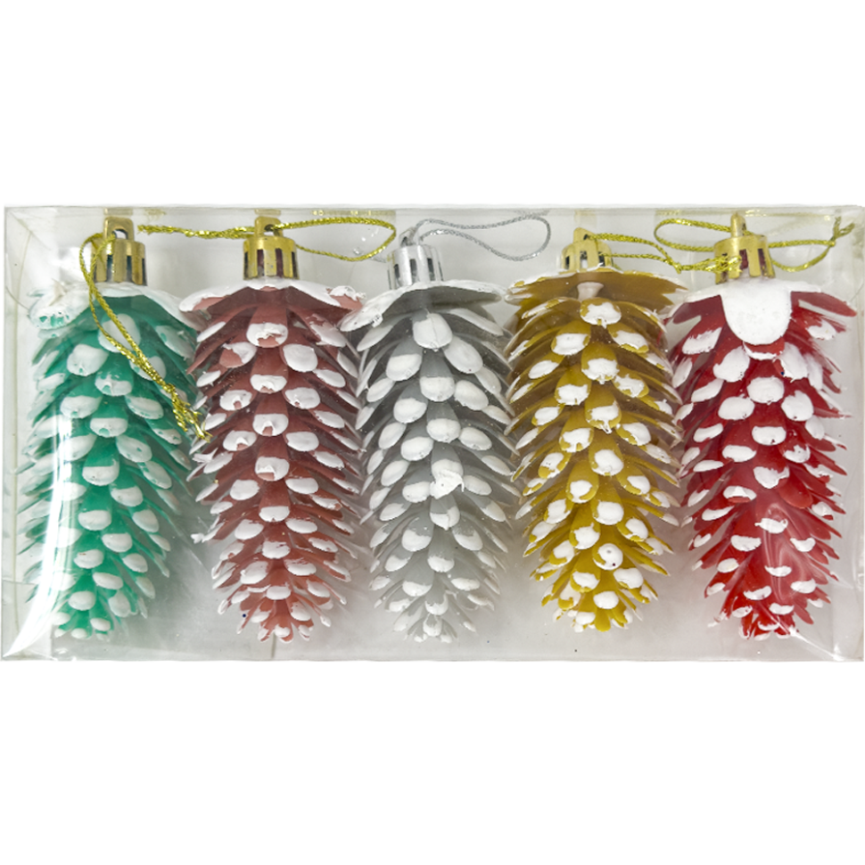 Набор из 5 украшений для ёлки, шишки, 9 см фото 1 — Интернет каталог PriceOK