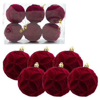 Ёлочные игрушки Бьорн, шары новогодние, d = 8 см, набор 6 шт., геометрия, красный — Интернет каталог PriceOK