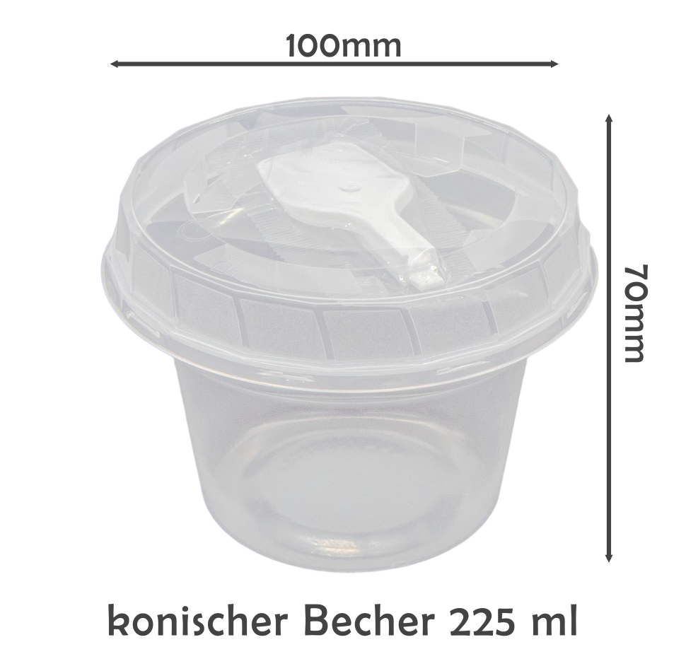 Набор одноразовых стаканчиков конических с крышкой диаметр95мм и ложкой, 225мл, 50шт фото 1 — Интернет каталог PriceOK