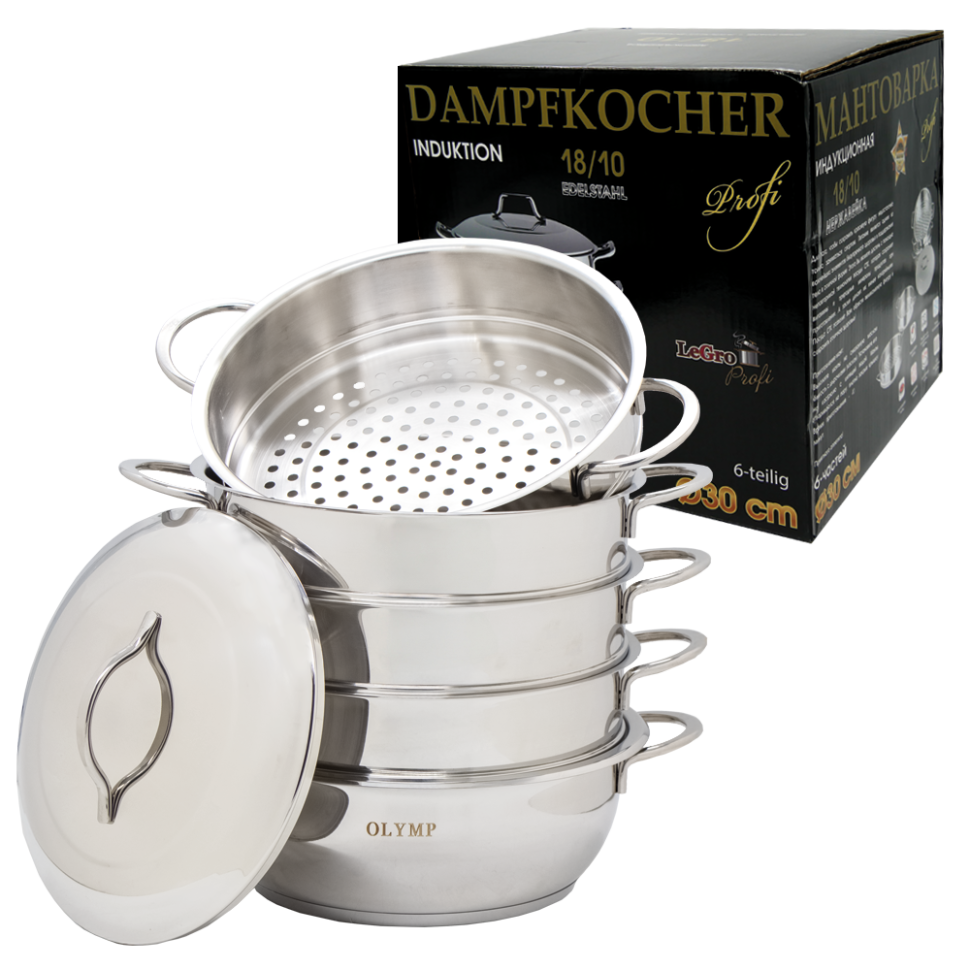 Мантоварка 30 см, 6 частей, нержавейка 18/10, с ручками из металла фото 1 — Интернет каталог PriceOK