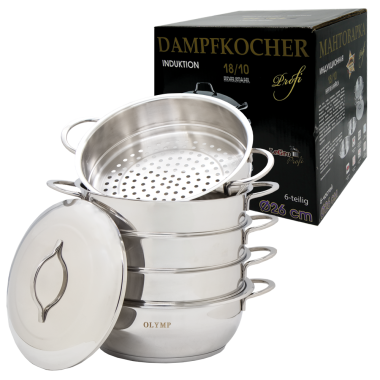 Мантоварка 26 см, 6 частей, нержавейка 18/10, с ручками из металла — Интернет каталог PriceOK