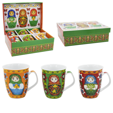Набор кружек Матрёшка в подарочной упак. на 6 персон, 330 мл — Интернет каталог PriceOK