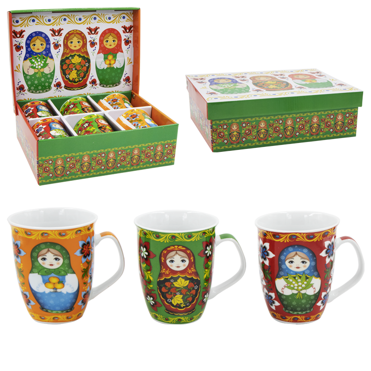Набор кружек Матрёшка в подарочной упак. на 6 персон, 330 мл фото 1 — Интернет каталог PriceOK