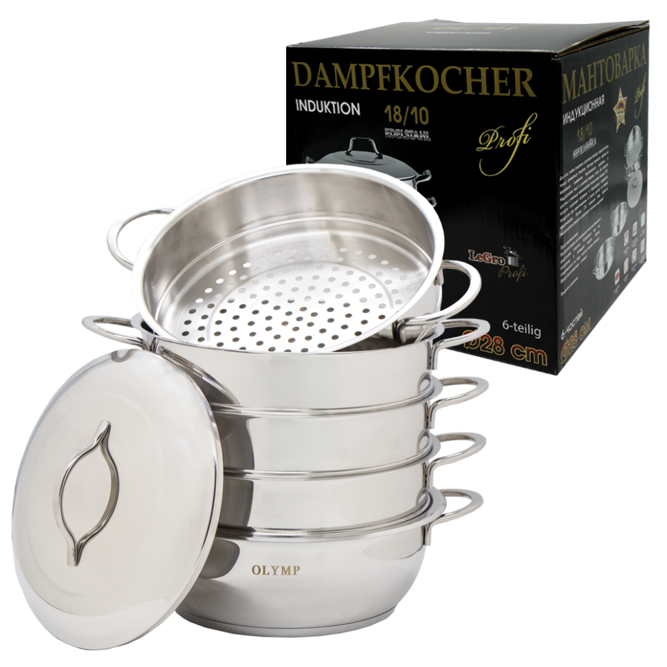 Мантоварка 28 см, 6 частей, нержавейка 18/10, с ручками из металла фото 1 — Интернет каталог PriceOK