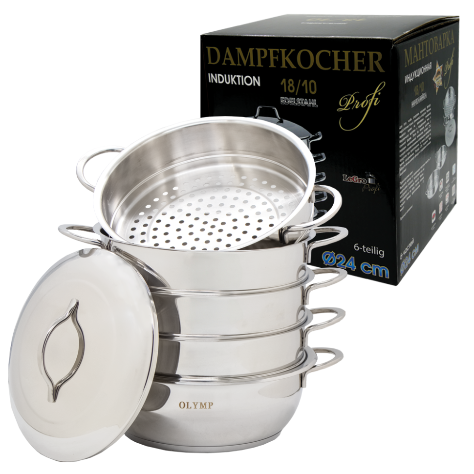 Мантоварка 24 см, 6 частей, нержавейка 18/10, с ручками из металла фото 1 — Интернет каталог PriceOK