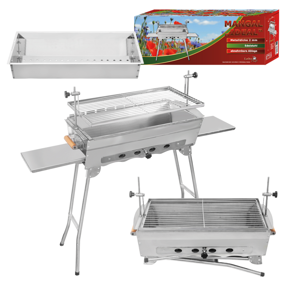 Мангал ИДЕАЛ новый, ВДШ: 60 x 57,5 x 26,5 см, нержавейка 2 мм. фото 1 — Интернет каталог PriceOK