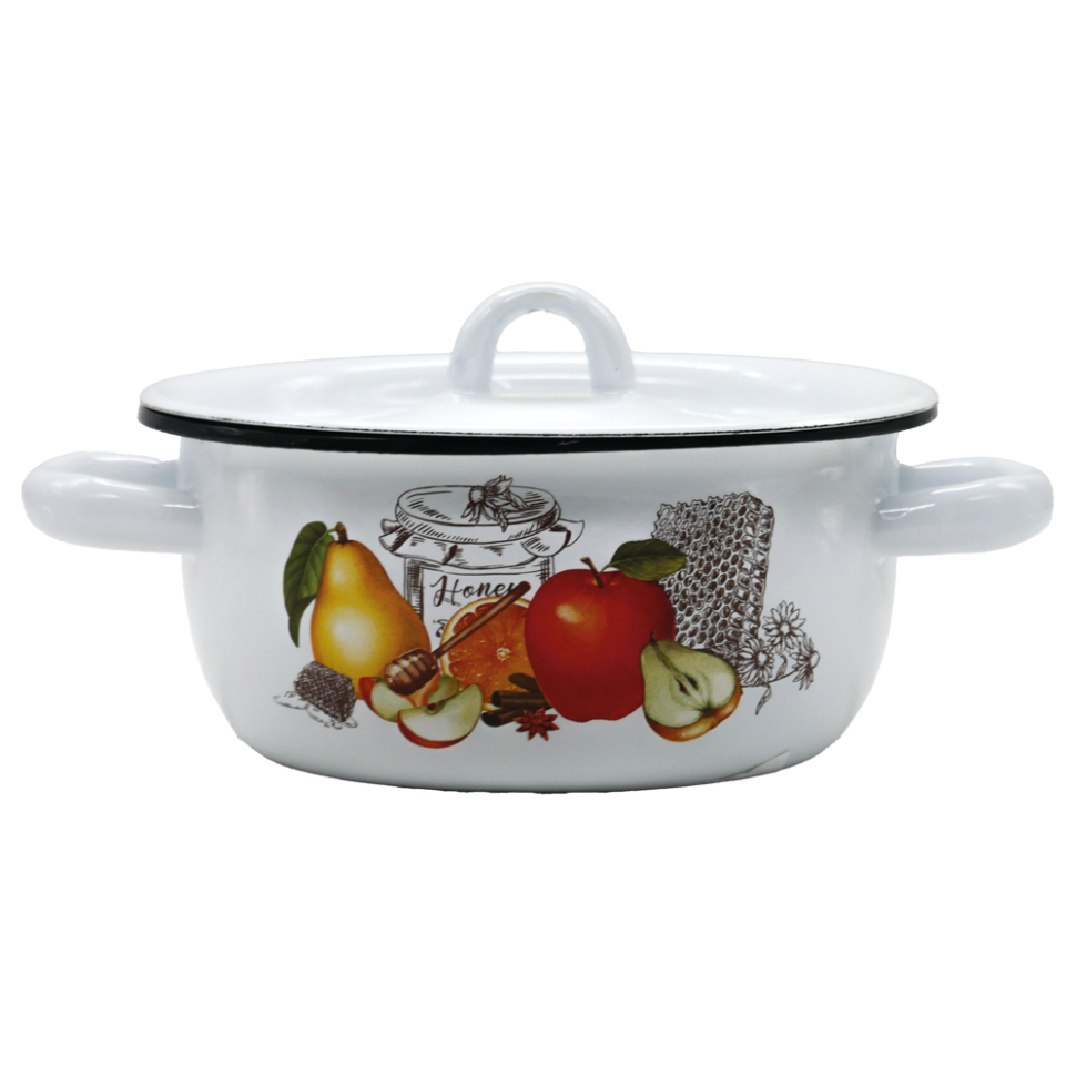 Кастрюля эмалированная с крышкой Медовый спас 1,5 л фото 1 — Интернет каталог PriceOK