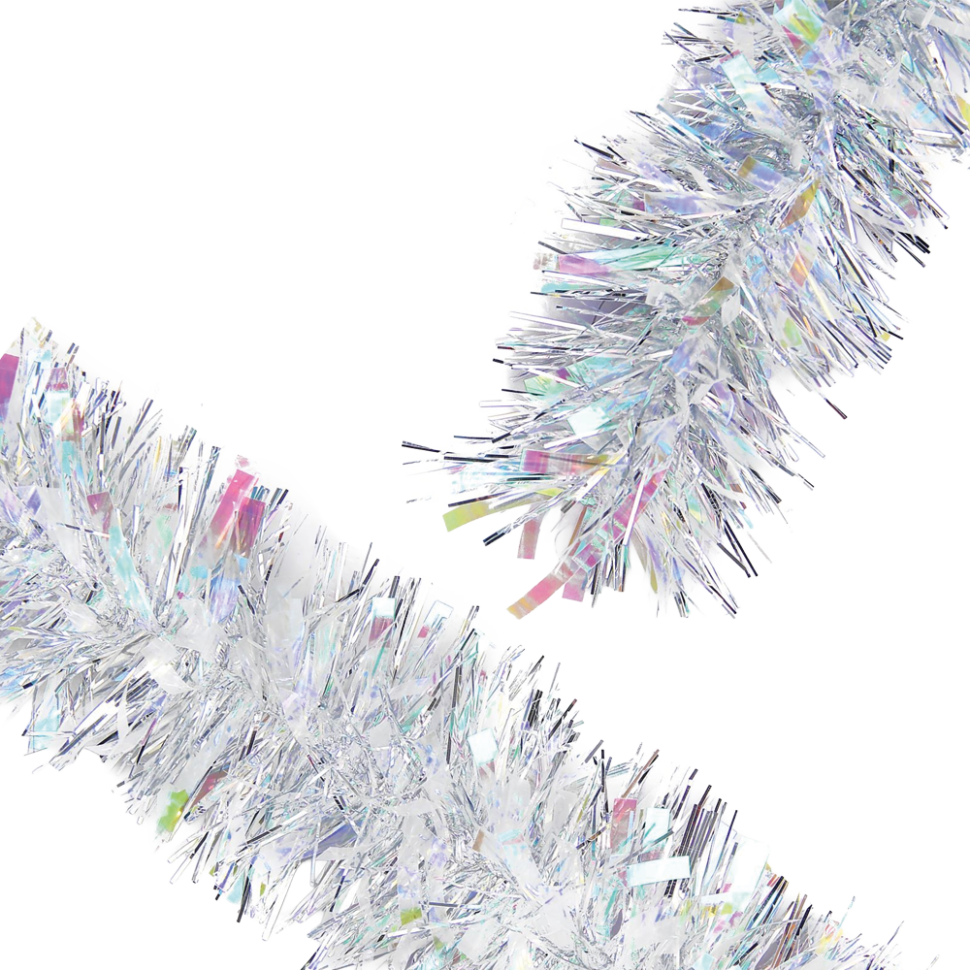 Мишура - Набор 10 шт, Радужно-серебристая, голографическая, 200 см фото 1 — Интернет каталог PriceOK