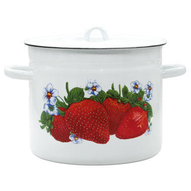 Кастрюля эмалированная с крышкой Клубника 7 л — Интернет каталог PriceOK