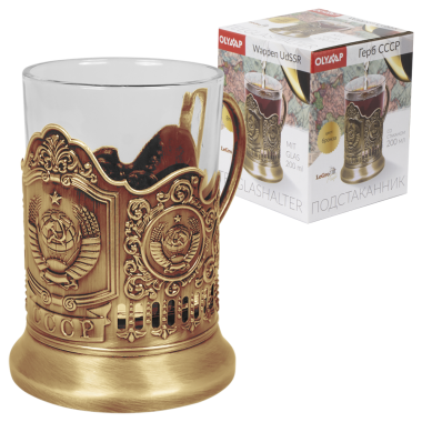 Подстаканник бронзовый Герб СССР со стаканом, 200 мл — Интернет каталог PriceOK