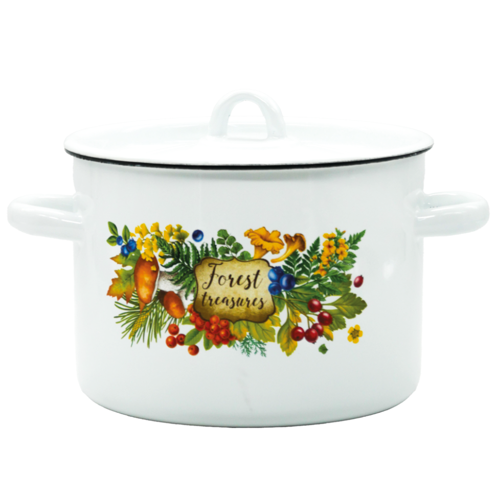 Кастрюля эмалированная с крышкой Лесные сокровища 3 л фото 1 — Интернет каталог PriceOK