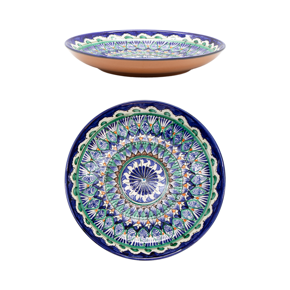 Лаган Мехроб, керамика, ручная работа, узоры микс, диаметр 32 см фото 1 — Интернет каталог PriceOK