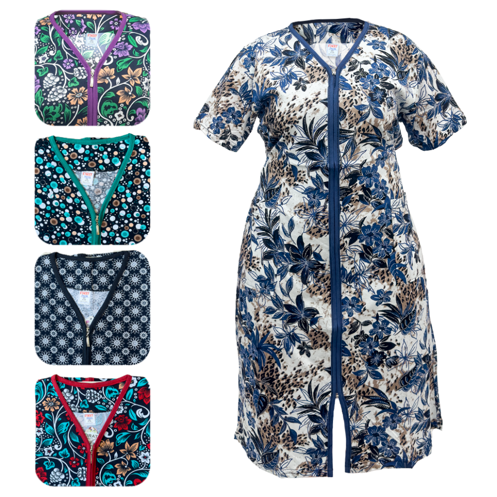 Халат летний на замке, разные дизайны, 100% хлопок,   12XL, 13XL, 14XL фото 1 — Интернет каталог PriceOK