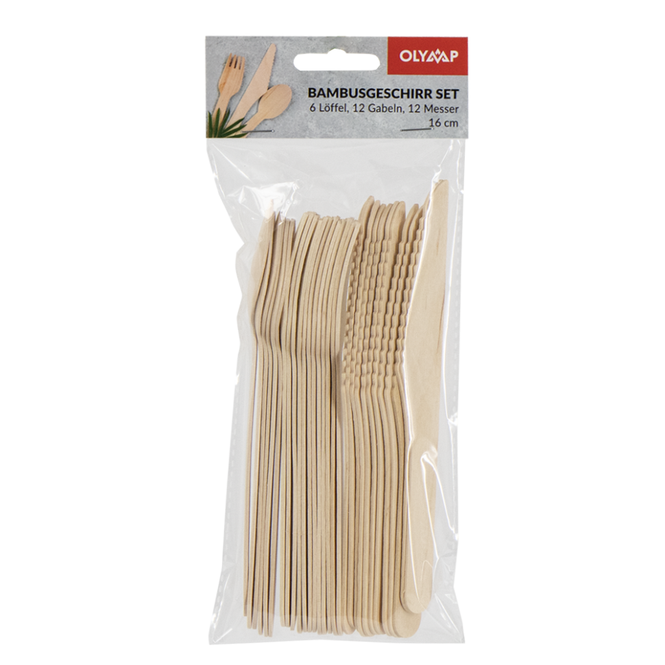 Набор одноразовой бамбуковой посуды 6 ложек, 12 вилок, 12 ножей фото 1 — Интернет каталог PriceOK