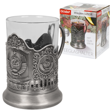 Подстаканник серебряный Герб СССР со стаканом, 200 мл — Интернет каталог PriceOK