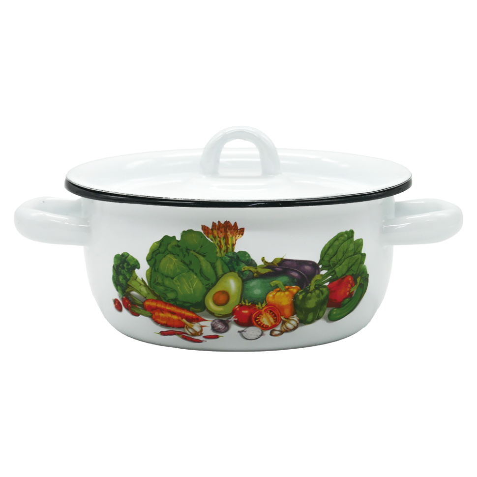 Эмалированная кастрюля с крышкой Овощи 1,5 л фото 1 — Интернет каталог PriceOK