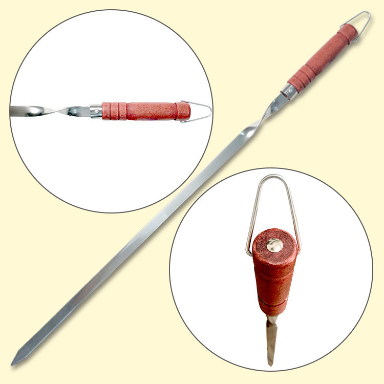 Шампур из нержавеющей стали с деревянной ручкой, 80 x 1,5 x 0,3 см фото 1 — Интернет каталог PriceOK