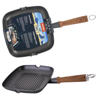 Сковорода Гриль ТИБЕТ Серия Алюминивое литьё, 24 x 4 см, 904 г — Интернет каталог PriceOK