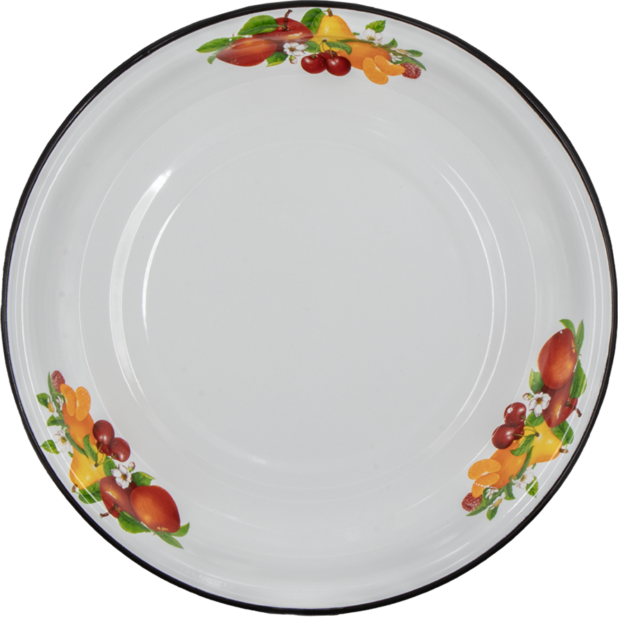 Круглое блюдо Фруктовый рай эмалированное 4,5 л, диаметр 40 см фото 1 — Интернет каталог PriceOK