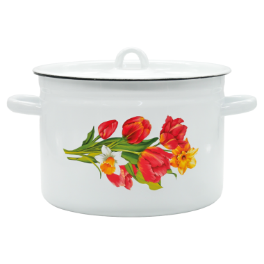 Кастрюля эмалированная с крышкой Тюльпаны 5,5 л — Интернет каталог PriceOK