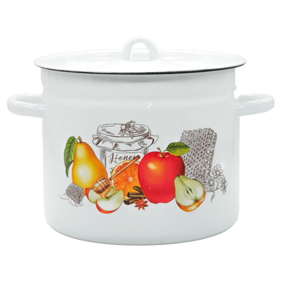 Кастрюля эмалированная с крышкой Медовый спас 7 л фото 1 — Интернет каталог PriceOK